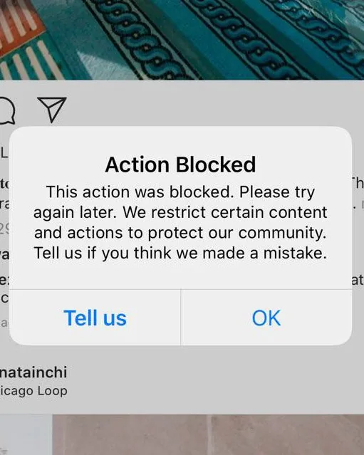Instagram’s “Action Blocked” message